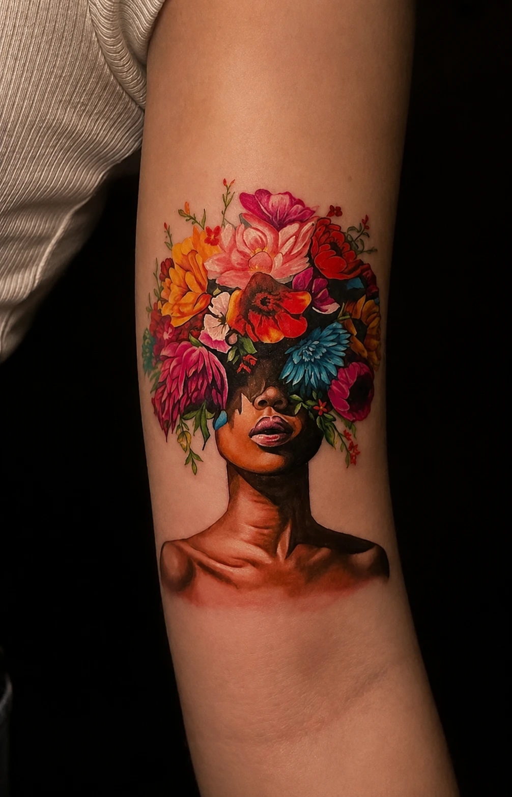 Farebná microrealistika kvetinový portrét SunSet Tattoo